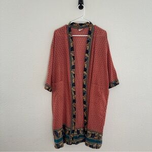Handprint Boho Paisley Kimono Wrap Duster - Boho Resort Coastal - One Size